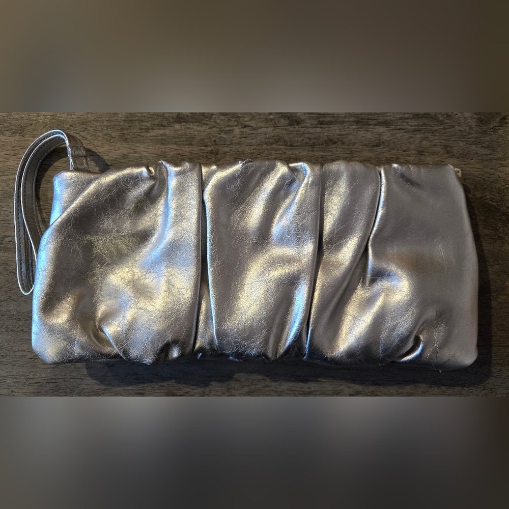 Style & Co Silver Metallic Clutch